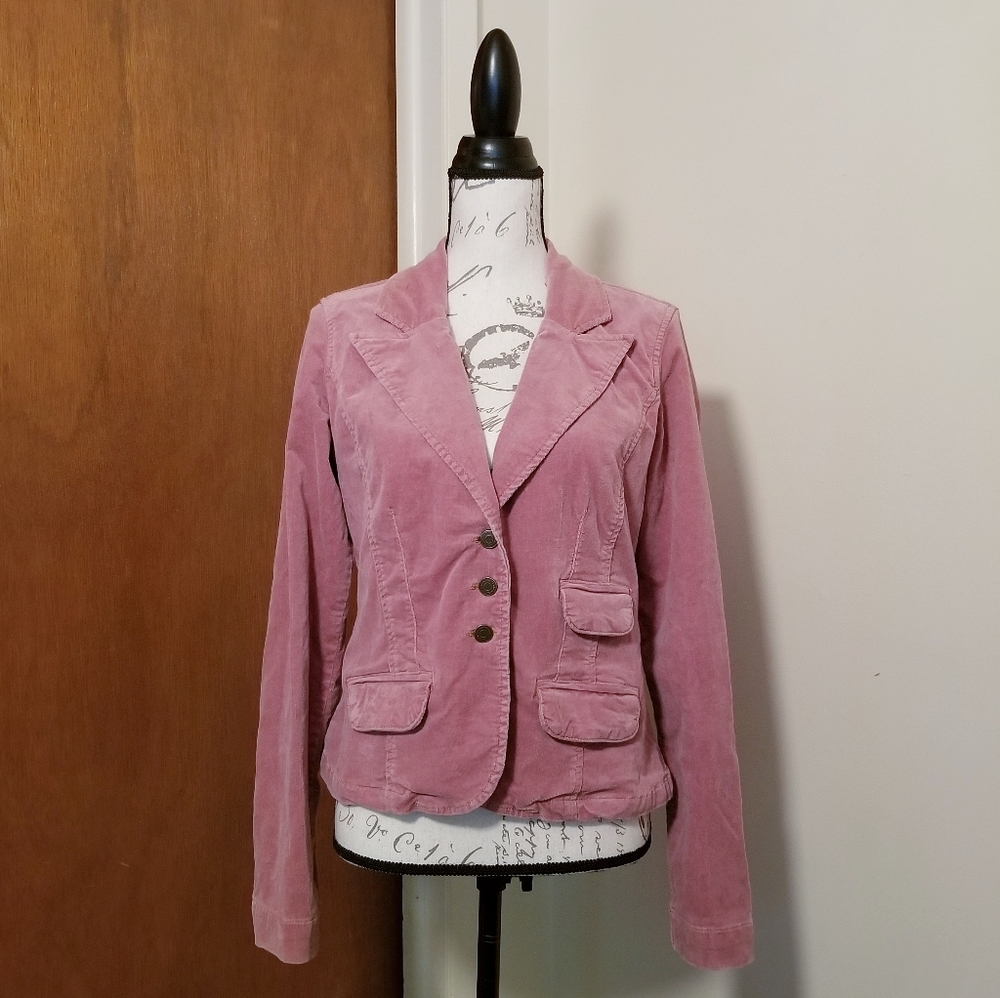 CalvinKlein Pink Corduroy Button Up Blazer/Jacket